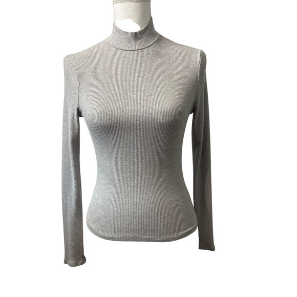 Windsor Womens Ribbed Gray Long Sleeve Mock Turtleneck Top Juniors Size XL - Picture 1 of 10